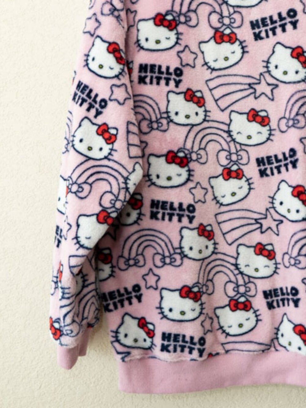 Hello Kitty Sanrio Plush Sweatshirt Womens M Pink Fleece Oversized Kawaii Cozy - Picture 5 of 11